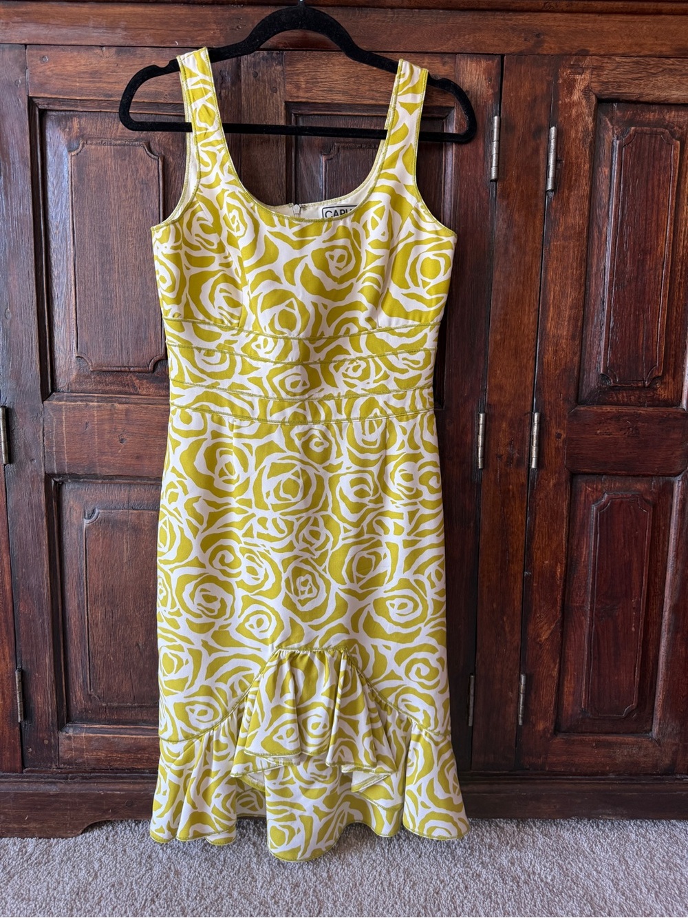 Carlisle Silk Yellow - Green & White Floral Midi Dress